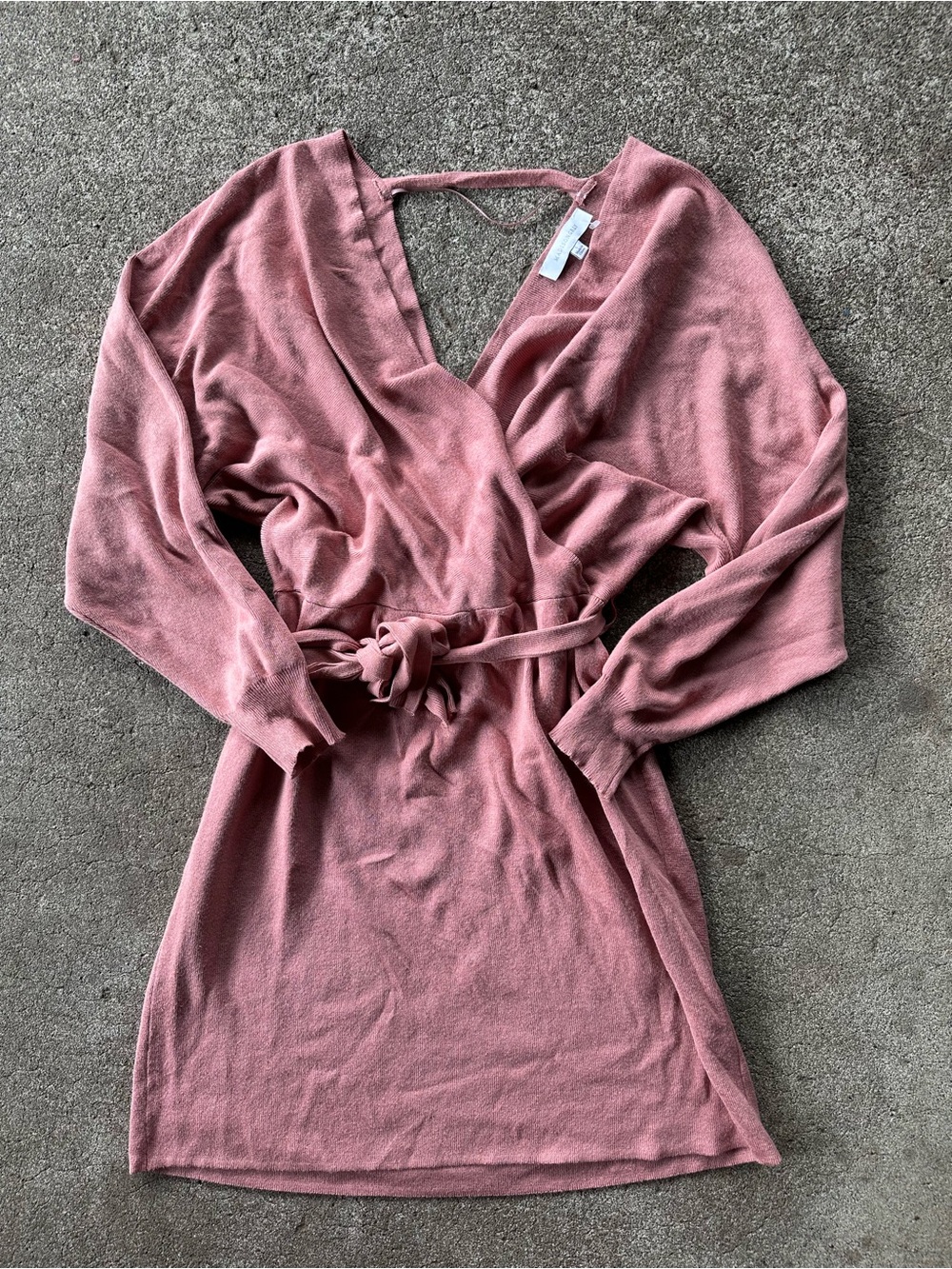 Madison Grey V Neck Wrap Sweater Mini Dress